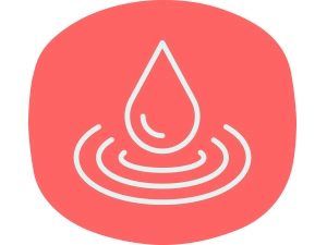 Moisture droplet icon on dark pink rounded rectangle background