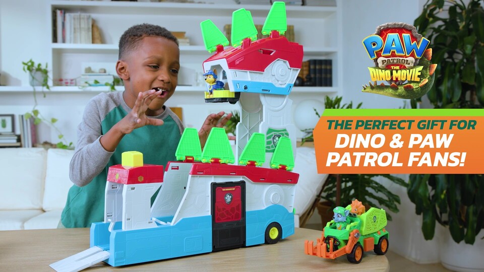 thumbnail video image 2 of PAW Patrol: The Dino Movie Dino Mobile Headquarters, Ages 3+, 2 of 13