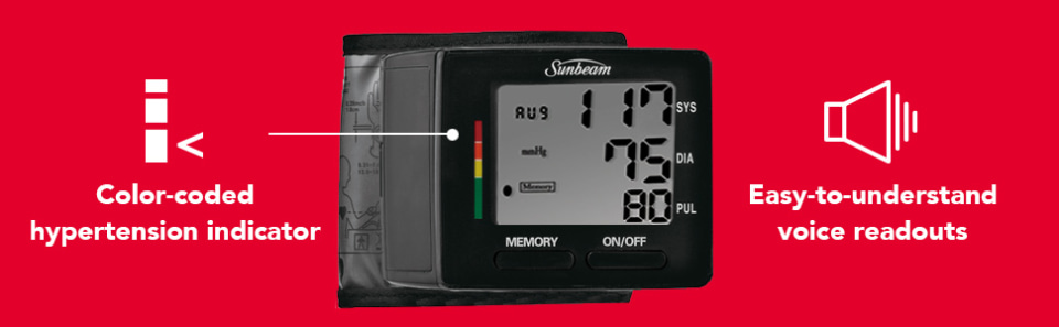 Sunbeam Upper Arm Blood Pressure Monitor with Batteries 16985