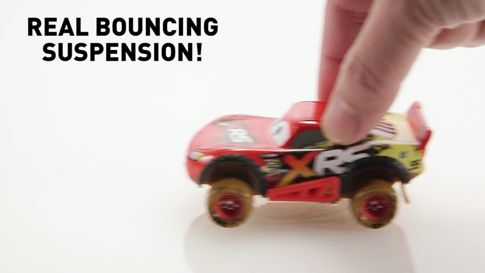 thumbnail video image 2 of Disney Pixar Cars XRS Mud Racing Speedy Comet Die Cast Play Vehicle, 2 of 9