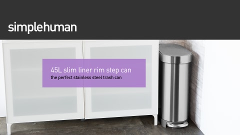 simplehuman® Slim Step-On Trash Can - 12 Gallon, Stainless Steel H-9187SIL  - Uline