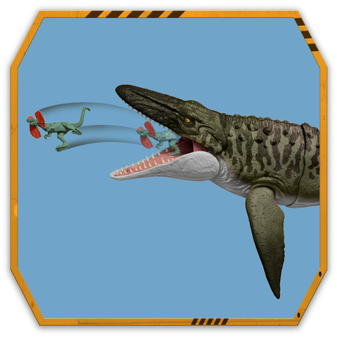 Figurine Articulée Mosasaurus Jurassic World - Fonction « Mordre Et Recracher » Avec Mini-Dilophosaurus - 65 Cm - Jouet Interactif Dès 4 Ans