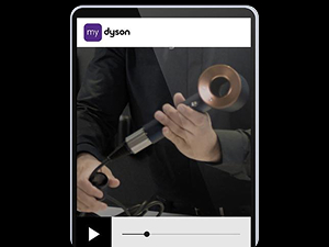 Screenshot from video on the MyDyson app showing a styling expert providing tips