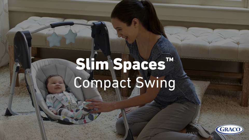 Graco Slim Spaces Compact Baby Swing, Adjustable Height, Reign