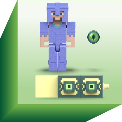 Set of 2 - Minecraft Build-A-Portal 3.25-in Figures - (Zombified Piglin +  Steve) 