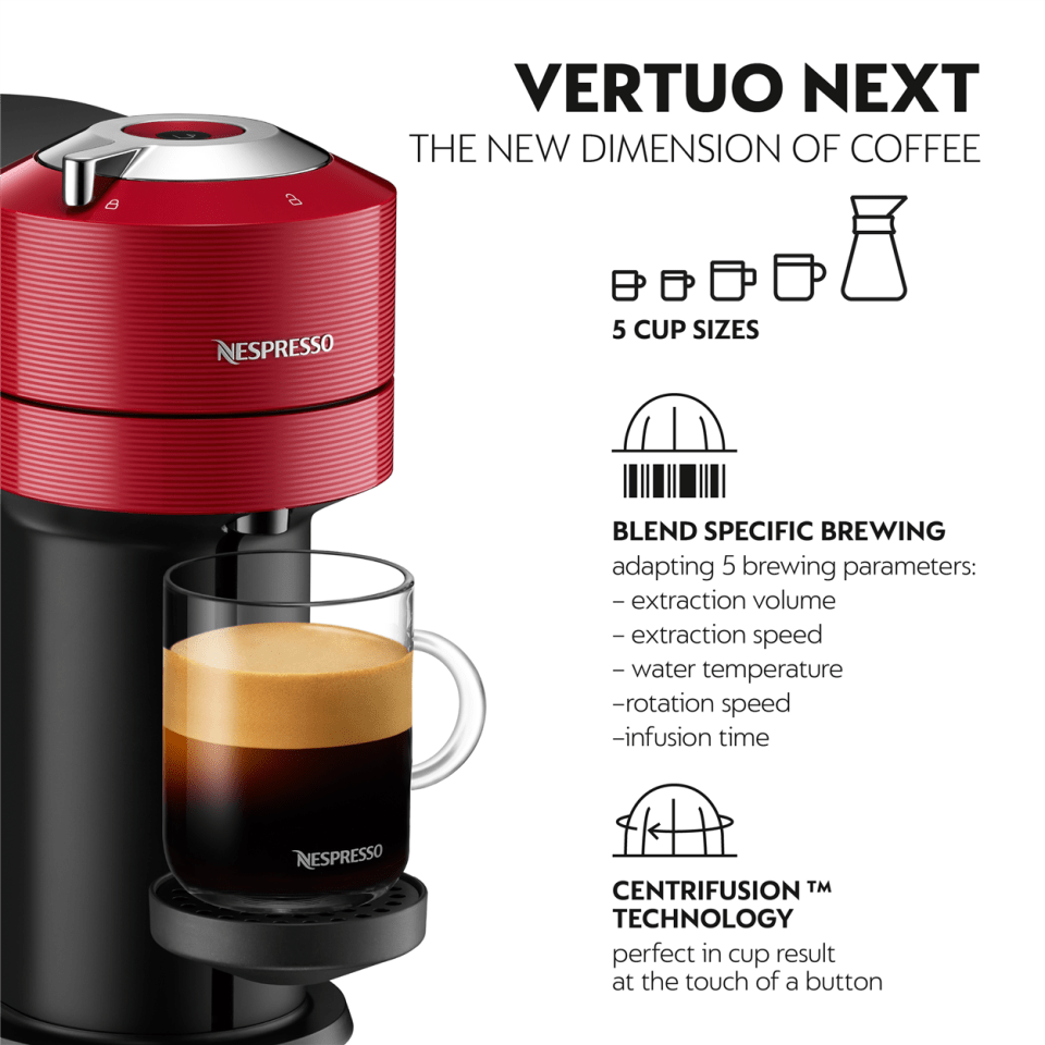 Breville Vertuo Next Coffee and Espresso Maker in Red 