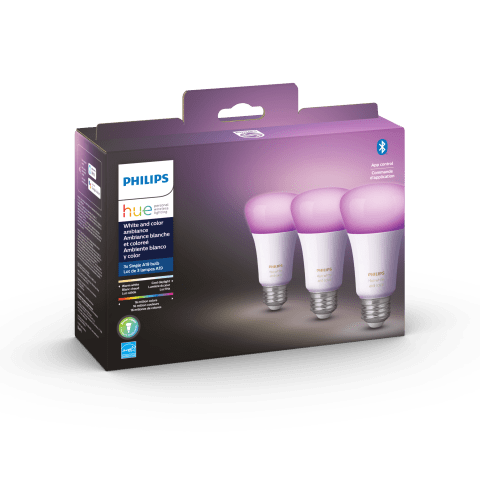 Philips Hue White & Color Ambiance A19 Bluetooth LED Smart Bulbs (3-Pack) Dell USA