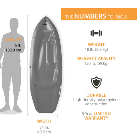 Lifetime 6' Youth Kayak with Bonus Paddle, Stable Platform with