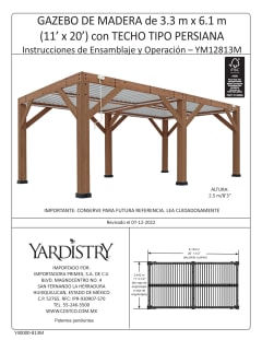View 11 x 20 Wood Room with Louvered Roof Spanish Instructions PDF