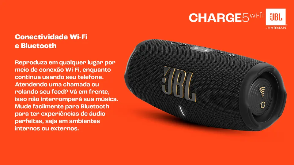 Caixa JBL Charge 5 Wi-Fi Preto, 40W RMS, Bluetooth Caixa JBL Charge 5 Wi-Fi Preto, 40W RMS, Bluetooth