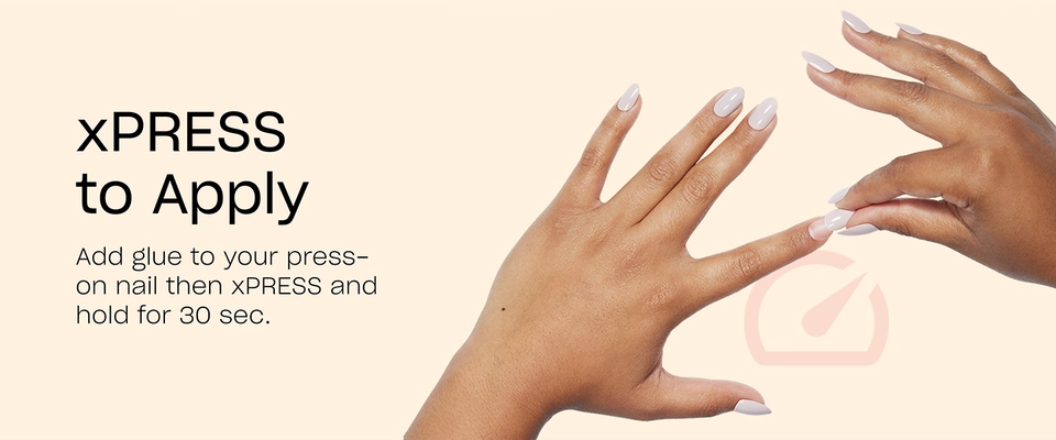 Step 2 add glue to press on nail and press and hold on nail for 30 seconds