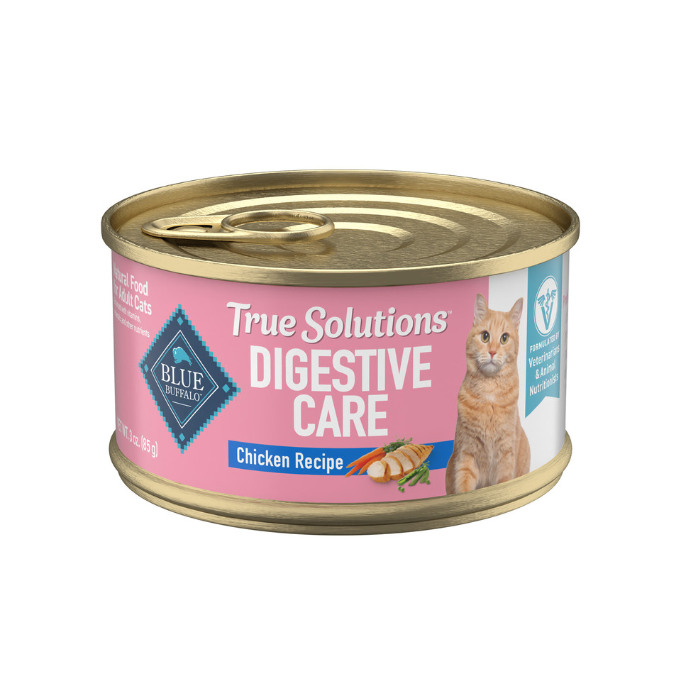 Blue Buffalo True Solutions Digestive Care Wet Cat Food for Adult Cats,  Made with Natural Ingredients, Chicken, 3-oz. Cans (24 Count)