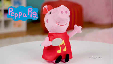 Peppa Pig Grunz mit Mir Peppa, zingende pluche pop met rode jurk