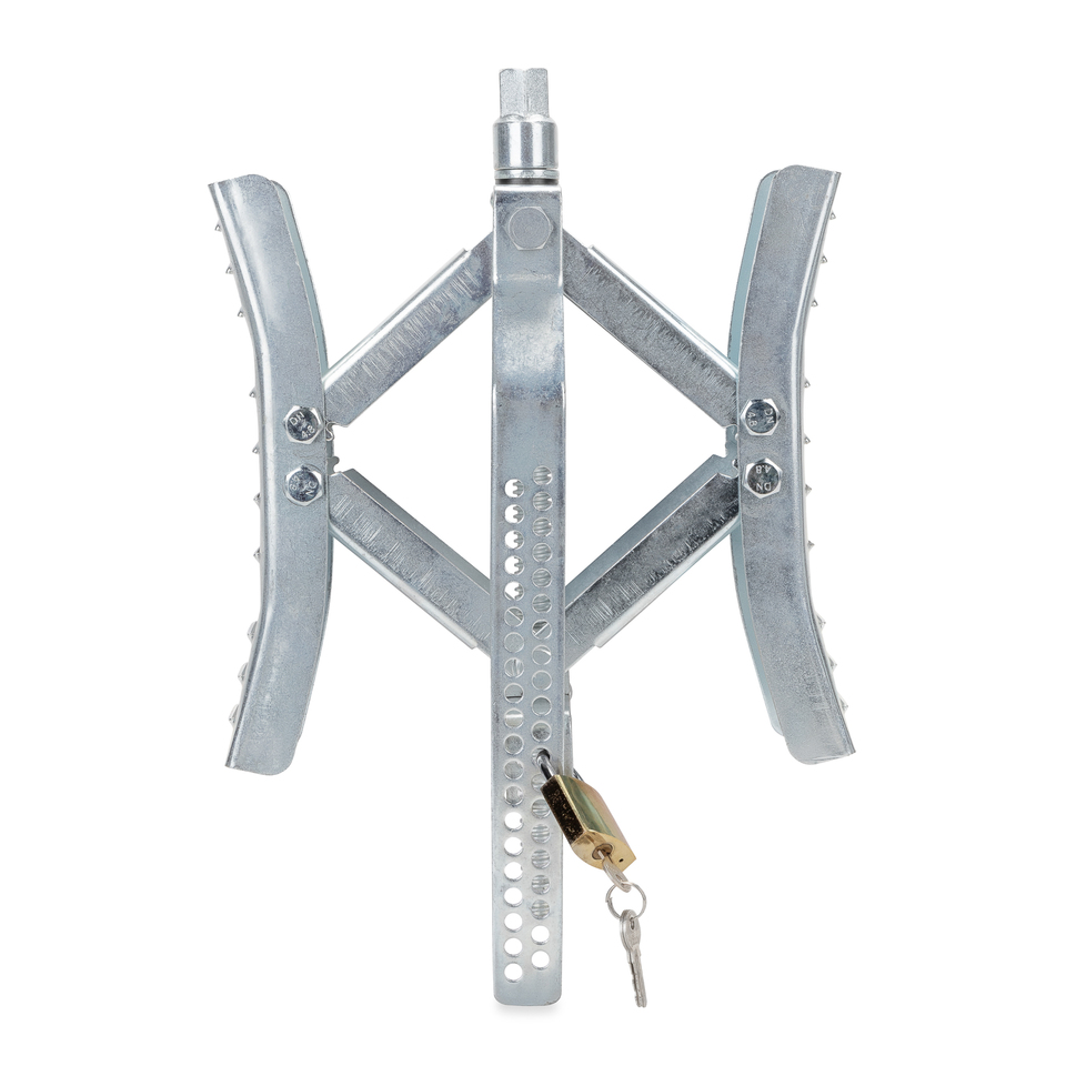 thumbnail video image 2 of Camco EazLift - 10" Wheel Stop w/Wrench and Lock, Metal (44662), 2 of 6