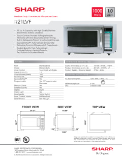 Sharp R-21LVF Medium-Duty Commercial Microwave Oven