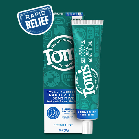 Tom's of Maine Fluoride-Free Rapid Relief Sensitive Toothpaste, Fresh Mint,  4 oz. 3-Pack (Packaging May Vary)