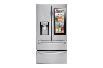 Lg Instaview Smart Wi Fi Enabled 27 6 Cu Ft 4 Door French Door Refrigerator With Ice Maker And Door Within Door Printproof Stainless Steel Energy Star In The French Door Refrigerators Department At Lowes Com