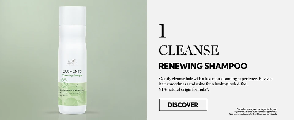 Gently cleanse hair with renewing shampoo that revives hair smoothness
