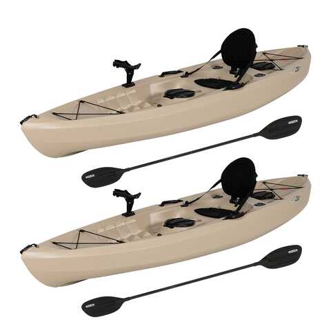 Lifetime Tamarack Angler 10 ft Sit-on-Top Fishing Kayak, 2 Pack, Tan  (90806) 