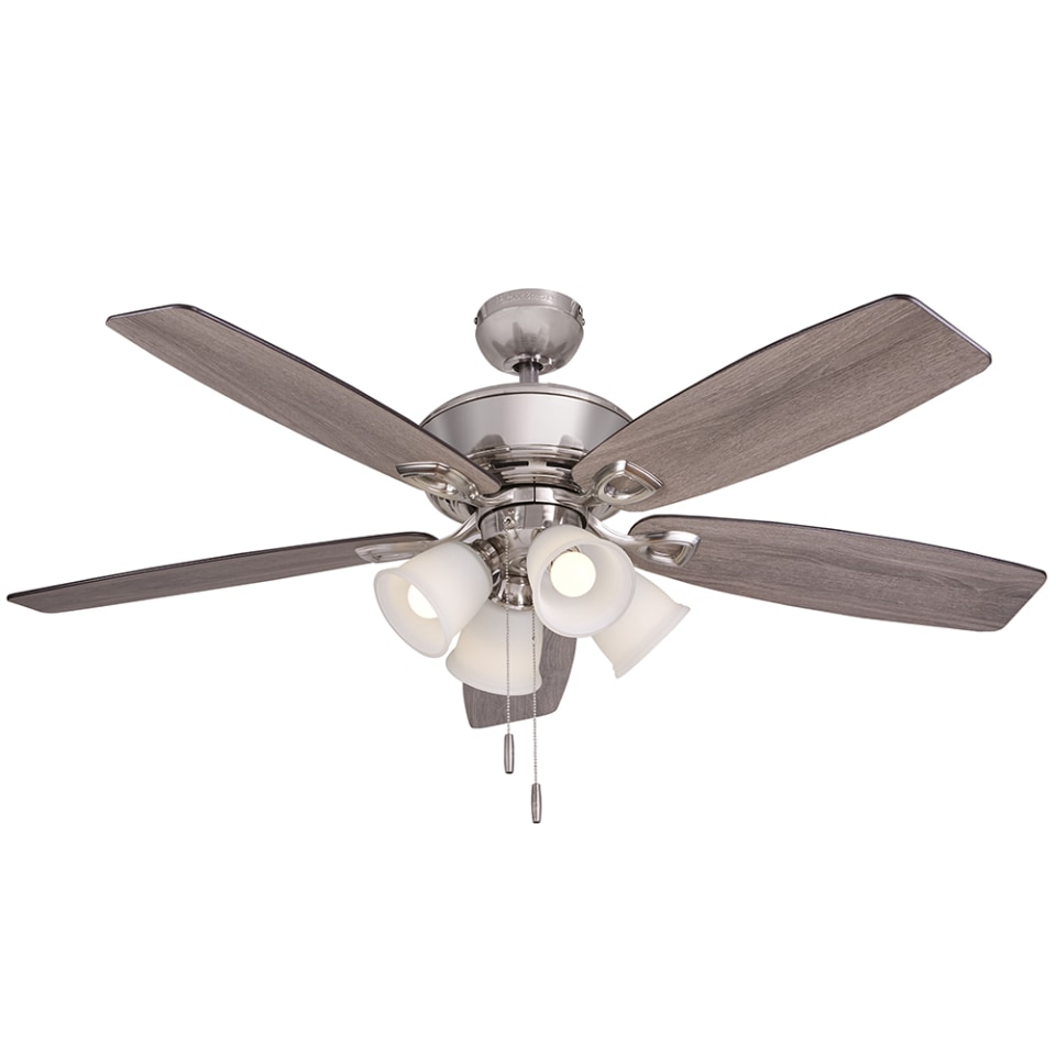 Harbor Breeze Notus 52 In Brushed Nickel Led Indoor Ceiling Fan With Light 5 Blade In The Ceiling Fans Department At Lowes Com