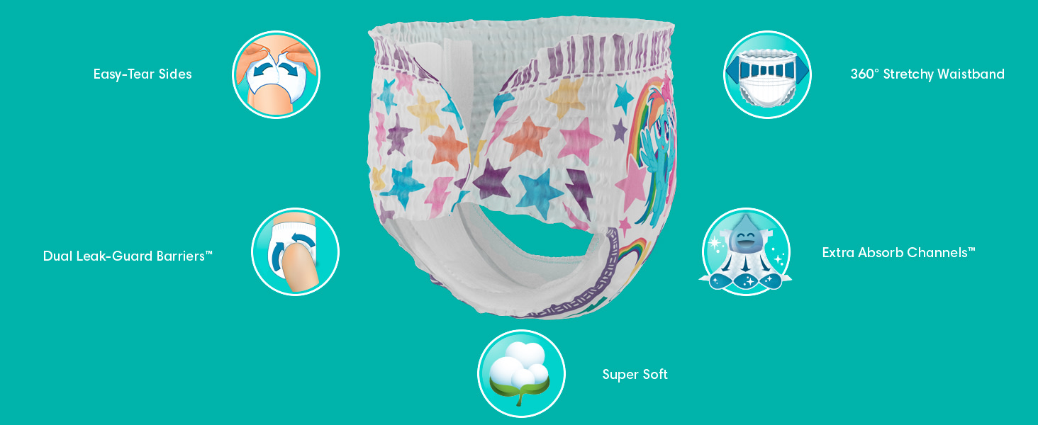 Pampers Easy Ups Girls Training Pants (Choose Your Size & Count)