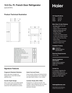 haier 14.5 cu ft 4 door refrigerator qjs15hyrfs