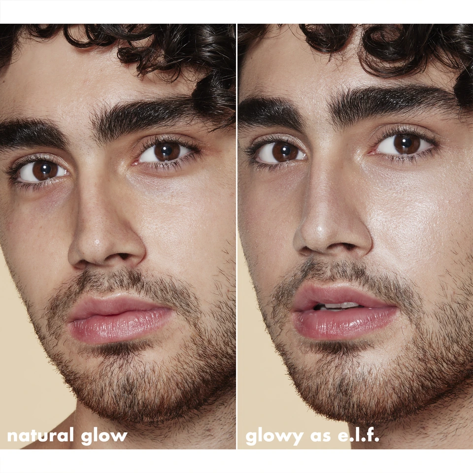 Model before and after using Halo Glow Liquid Filter