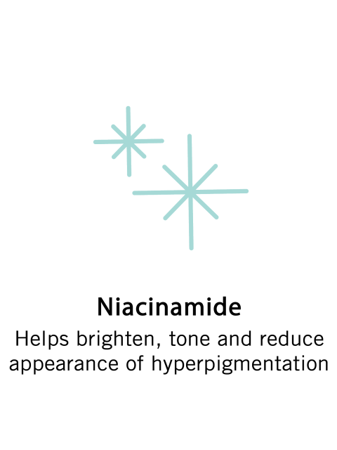 Niacinamide. Helps brighten, tone and reduce appearance of hyperpigmentation.