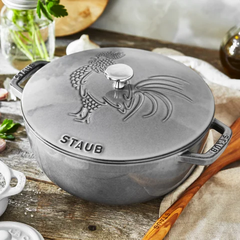 Staub Cast Iron Essential French Oven Rooster Dark Blue