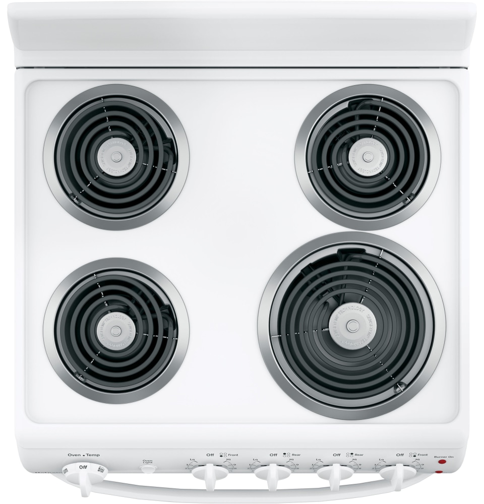 white cooktop electric range