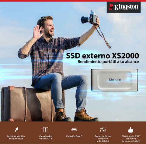 Kingston XS2000 - Unidad en estado sólido - 2 TB - externo (portátil) - USB 3.2 Gen 2x2 (USB-C conector) - en Elite Center