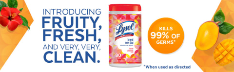 INTRODUCING FRUITY, FRESH, AND VERY, VERY, CLEAN. KILLS 99% OF GERMS WHEN USED AS DIRECTED