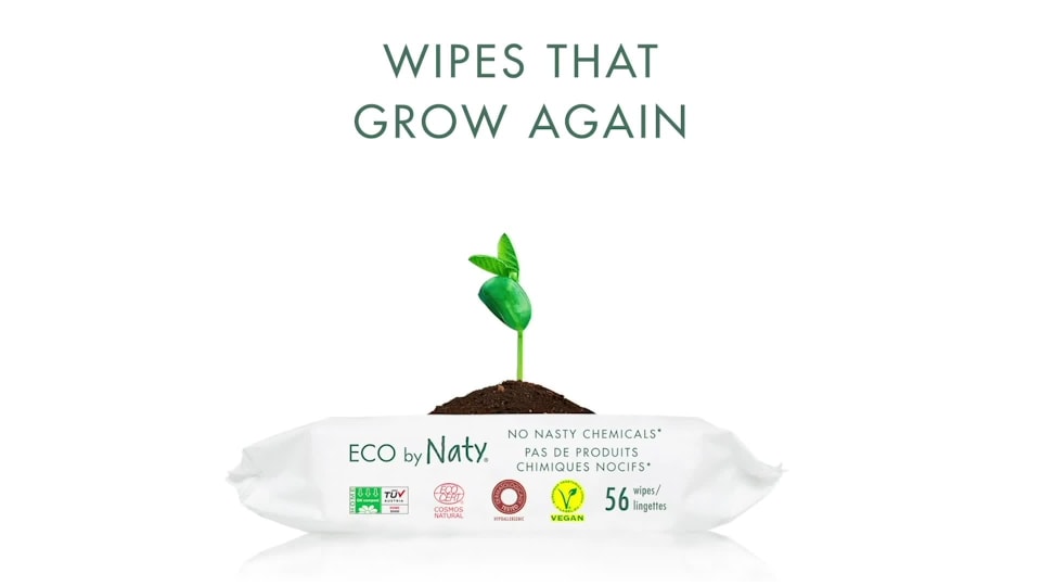 Eco by Naty Baby Wipes, Travel, Biodegradable and Compostable,12 packs