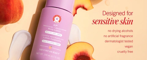 KP Peach Body lotion with peaches and lotion texture