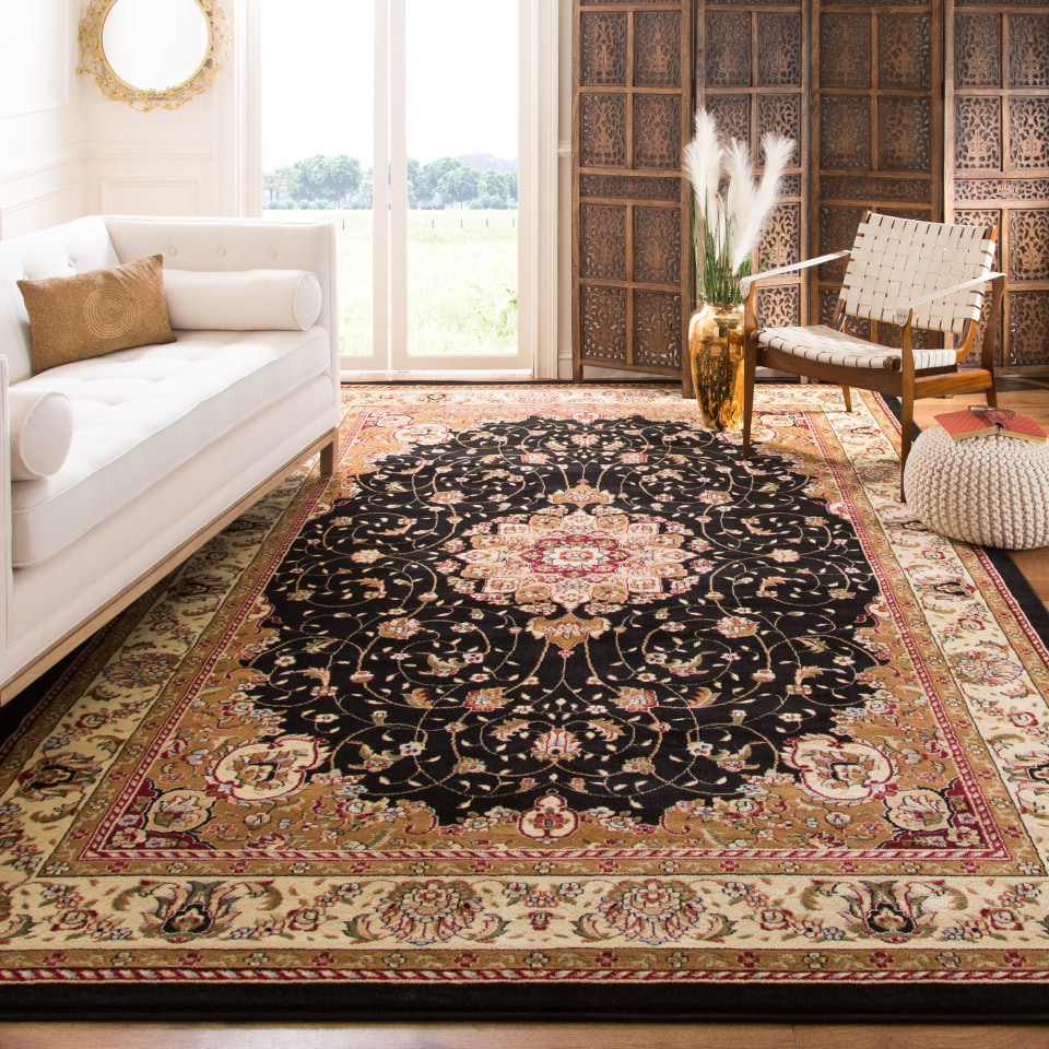 Red 8' x 8' Round Safavieh Lyndhurst Collection LNH329C Traditional Oriental Non-Shedding Stain Resistant Living Room Bedroom Area Rug Ivory 