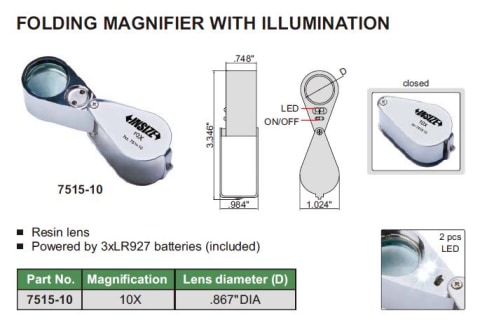 Carson Optical - Handheld Magnifiers; Maximum Magnification: 11.5x; Lens  Shape: Round - 17350992 - MSC Industrial Supply