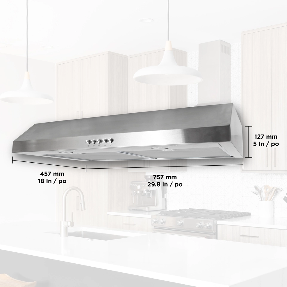 ARIA 30-in Under Cabinet Range Hood 380 Max Airflow CFM, 3 Fan
