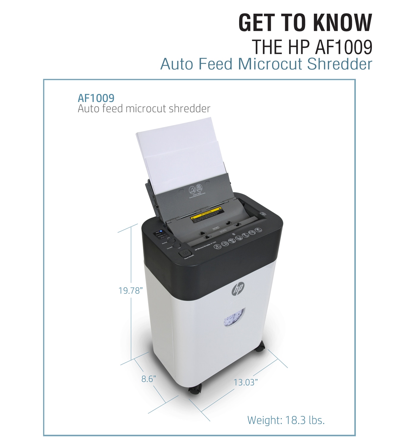 HP QF100 Autofeed 100-Sheet Microcut Shredder with Drop Bin