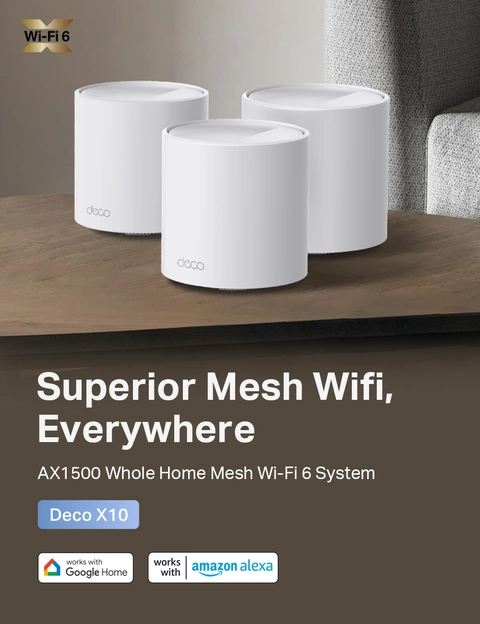 TP Link Deco X10 AX1500 Dual Band Whole Home Mesh Wi Fi 6 System