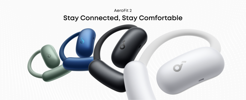 Soundcore AeroFit 2, Open-Ear Wireless Headphones, Adjustable Ear