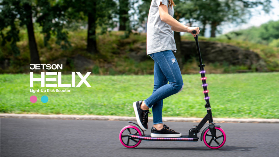 Jetson Helix 8 and older Lightup Folding Kids Kick Scooter, Pink