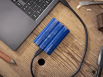 Samsung 1TB T7 Shield USB 3.2 Blue Portable SSD - MU-PE1T0R/AM