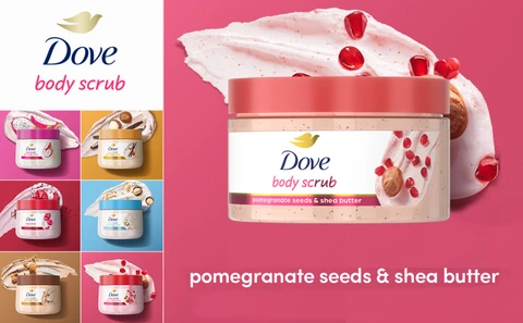 Dove Body Scrub:Pomegranate seeds &amp; shea butter 15oz