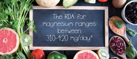 The RDA for magnesium ranges between 310-420 mg/day