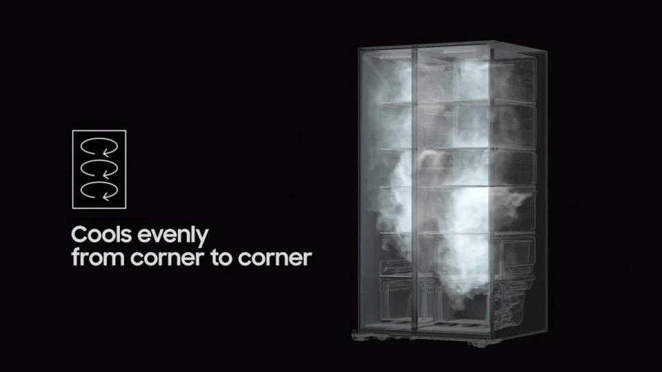 thumbnail video image 6 of Samsung RS27T5561SR 26.7 Cu. Ft. Stainless Side-by-Side Refrigerator with 21.5 inch Touch-Screen Family Hub, 6 of 7