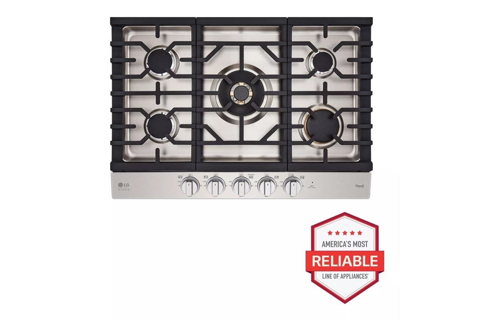 CBGS3028S LG Studio 30 Gas Cooktop with Griddle and Cast Iron Grates -  Stainless Steel