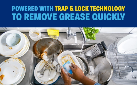 Powered with trap &amp; lock technology to remove grease quickly.