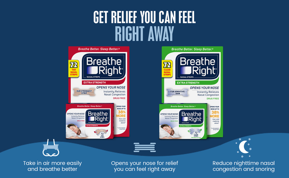 Breathe Right Extra Strength Nasal Strips 72 ct Sensitive Skin PREM