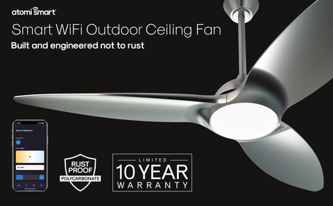 Close up of the Atomi Smart Outdoor Ceiling Fan