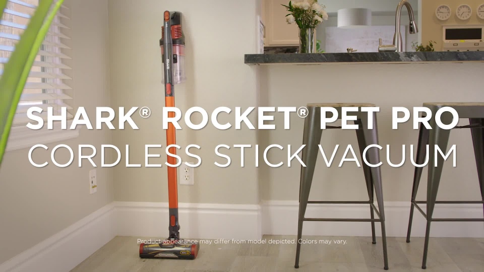 thumbnail video image 2 of Shark Pet Plus Cordless Stick Vacuum, Carpet and Hardfloors, PowerFins Self-Cleaning Brushroll, Detachable Handvac, 40-Min Run Time, IZ162H Magenta, 2 of 16